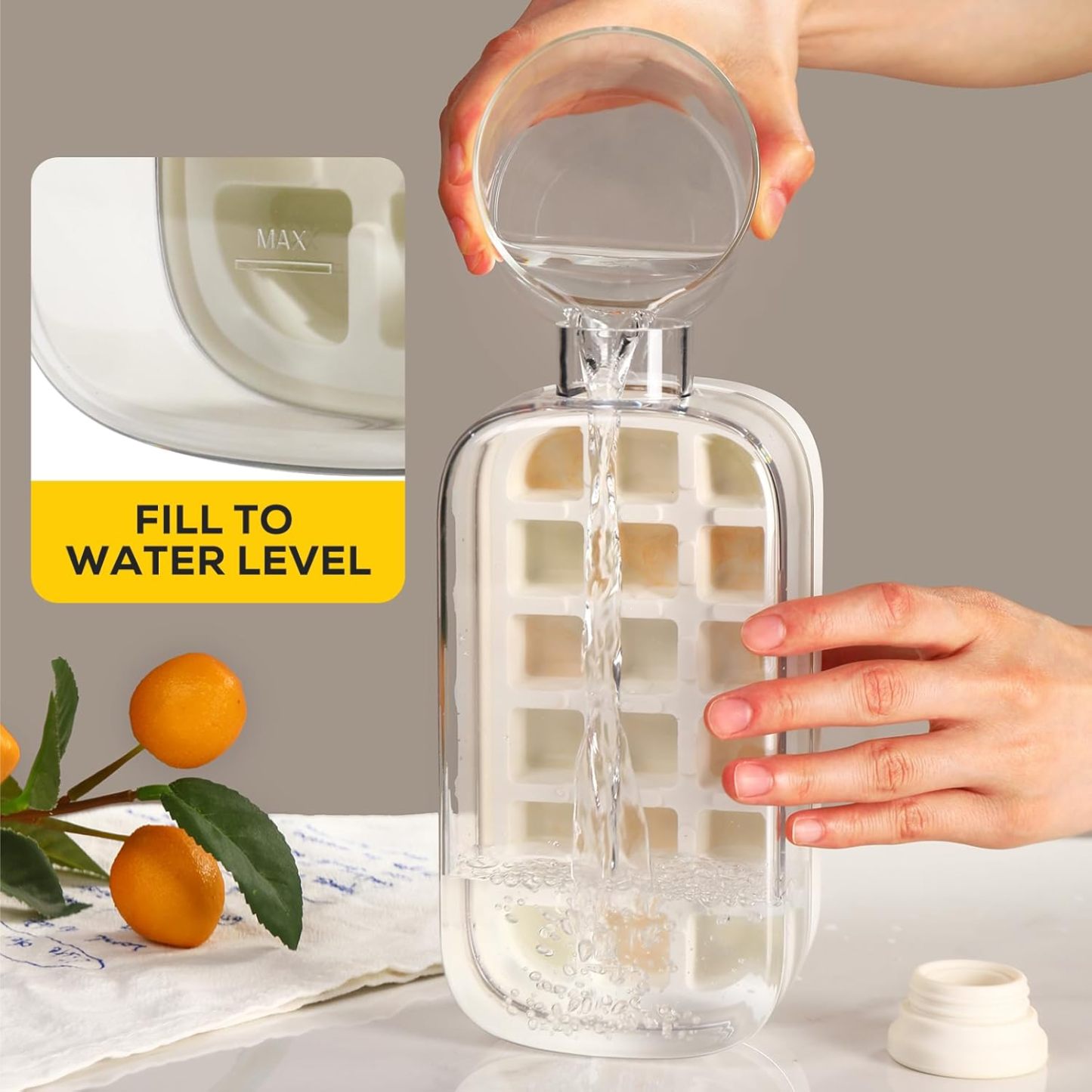 2 IN 1 Ice Cube Water Bottle,Simple Press-Type Ice Cube Water Bottle-Convenient Straw Included-tidenox