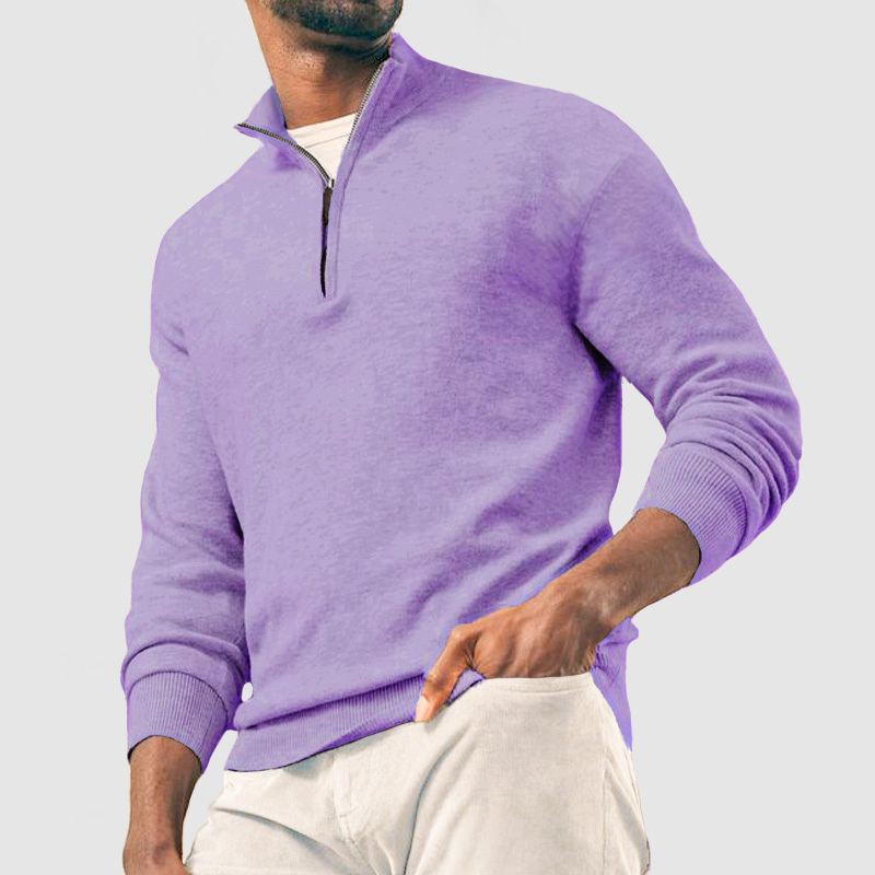 Men's Casual Basic Zipper Pullover Cashmere Sweater ( NEW )-tidenox