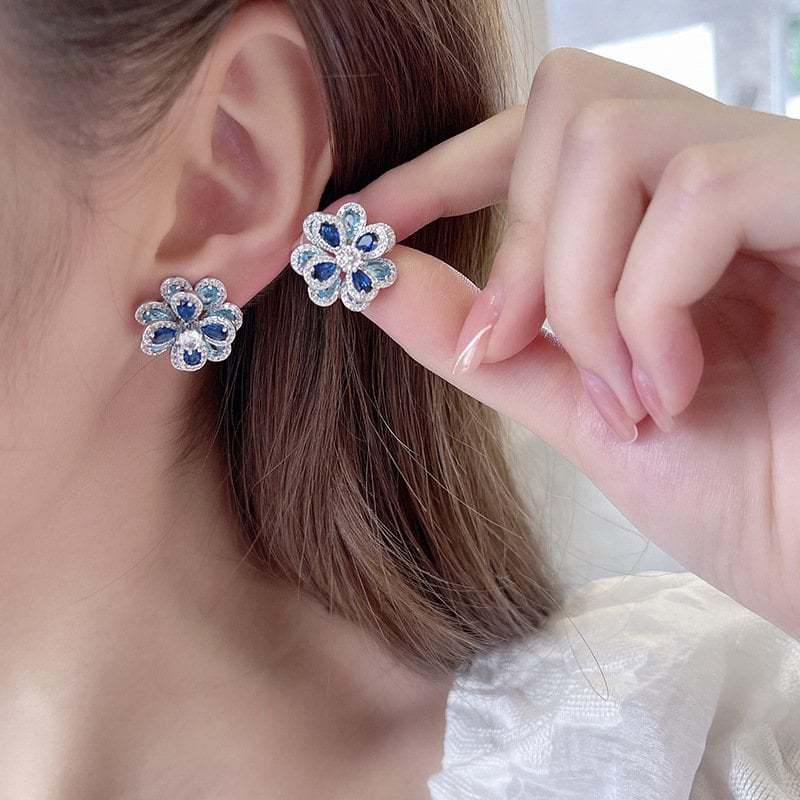 (Spring Limited Edition) Colorful Zircon Flower Earrings-tidenox