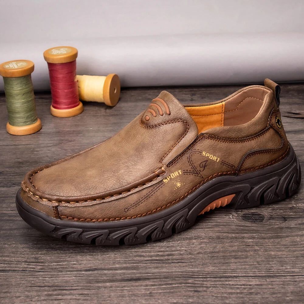 Men's handmade genuine leather orthopedic loafers-tidenox
