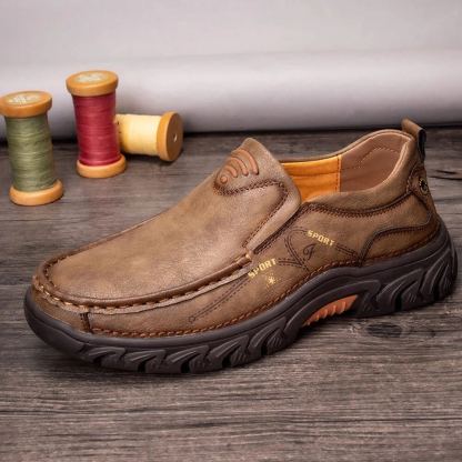 Men's handmade genuine leather orthopedic loafers-tidenox