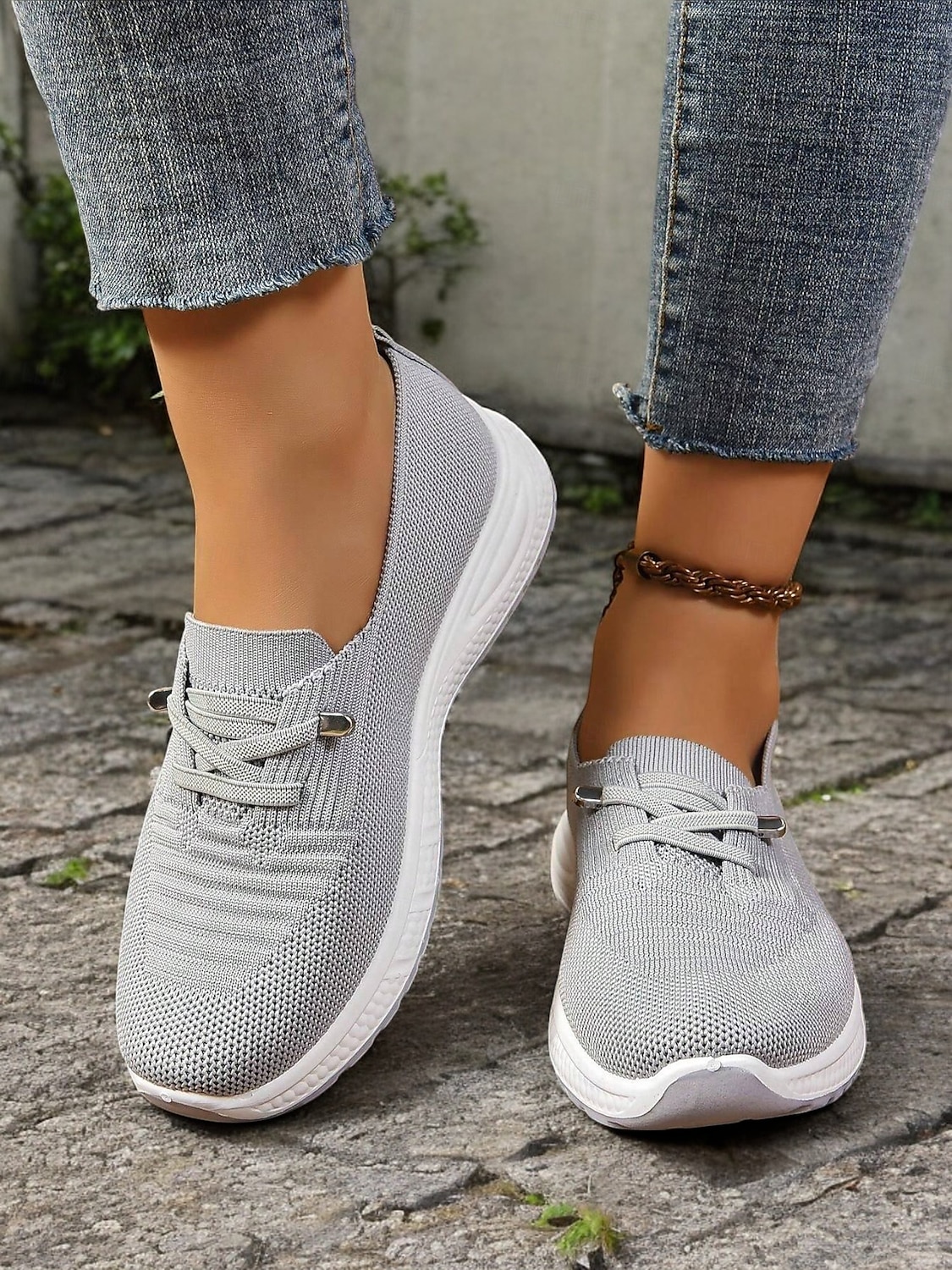 Grijze instapsneakers voor dames met luchtkussenzool – lichtgewicht en ademende schoenen voor wandelen, reizen en vrijetijdskleding 2026 - €20.99 –P7