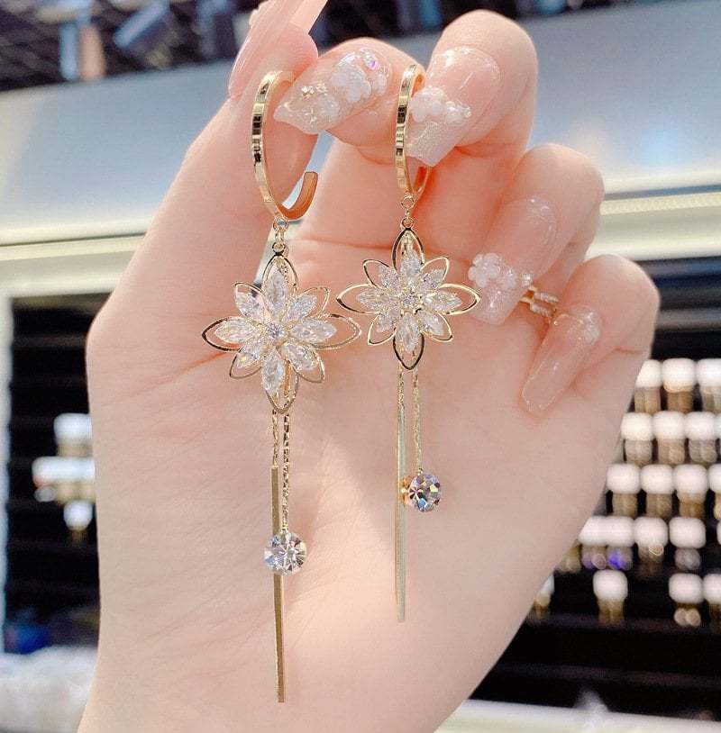 (🌸New Spring)Brilliant Flower Fringe Earrings-tidenox