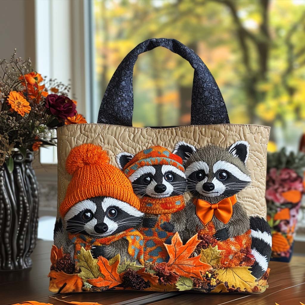 Cuddly Raccoon Quilted Tote Bag NCU0NT9222-tidenox