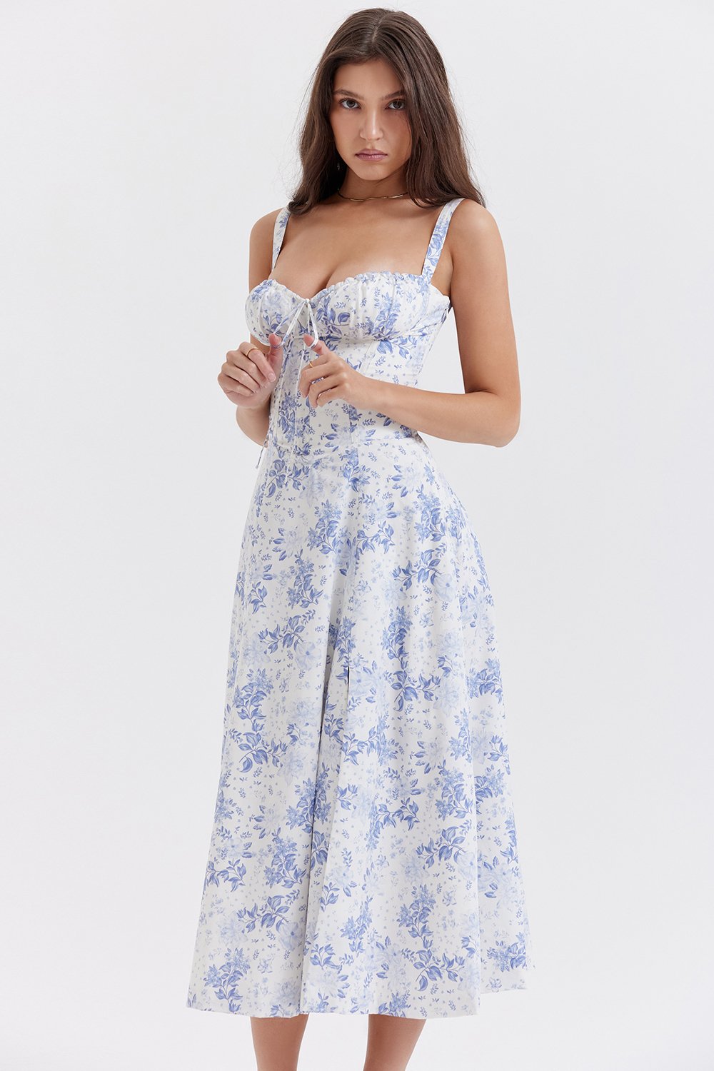 PRINT BUSTIER SUNDRESS-tidenox