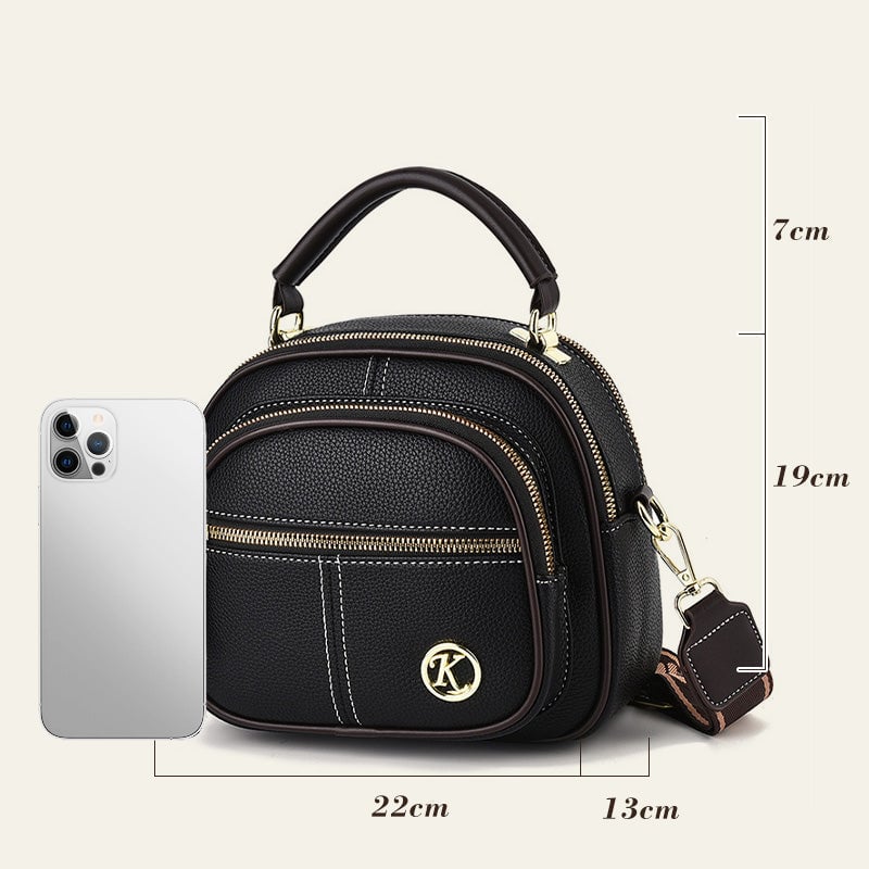 🛫Classic Multifunctional Compartments Adjustable Wide Shoulder Strap Leather Crossbody Bag-tidenox