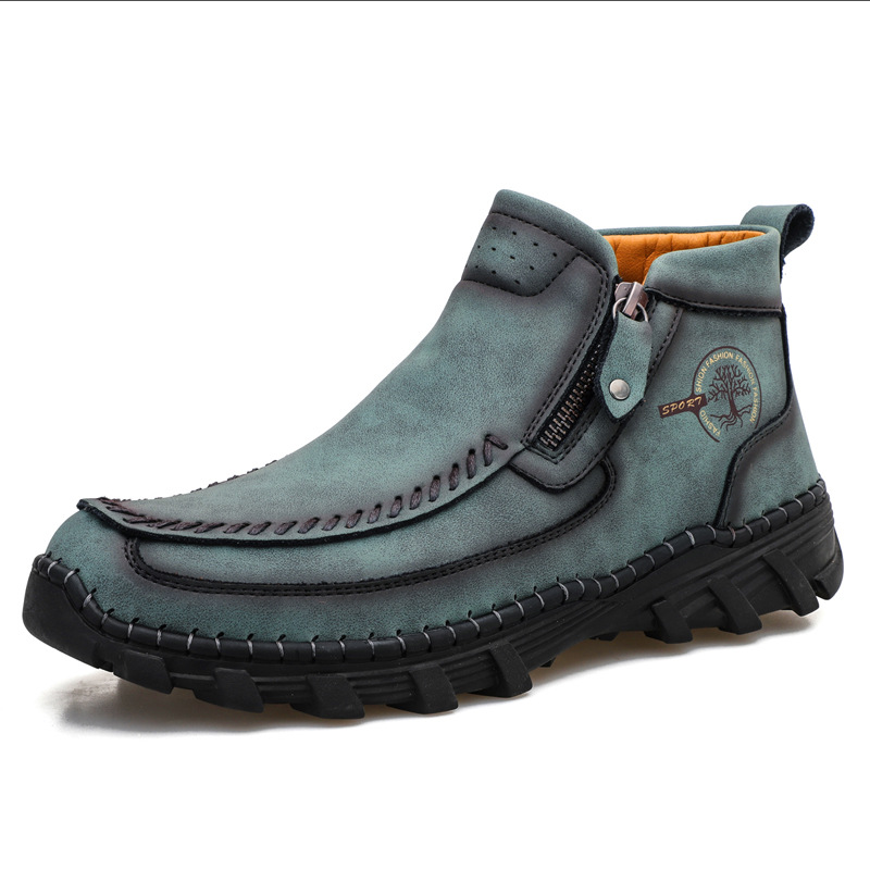 (🔥Christmas Clearance sale - 50% OFF)  Men's Vintage Casual Soft And Breathable Side Zipper Cowhide Leather Boots-tidenox