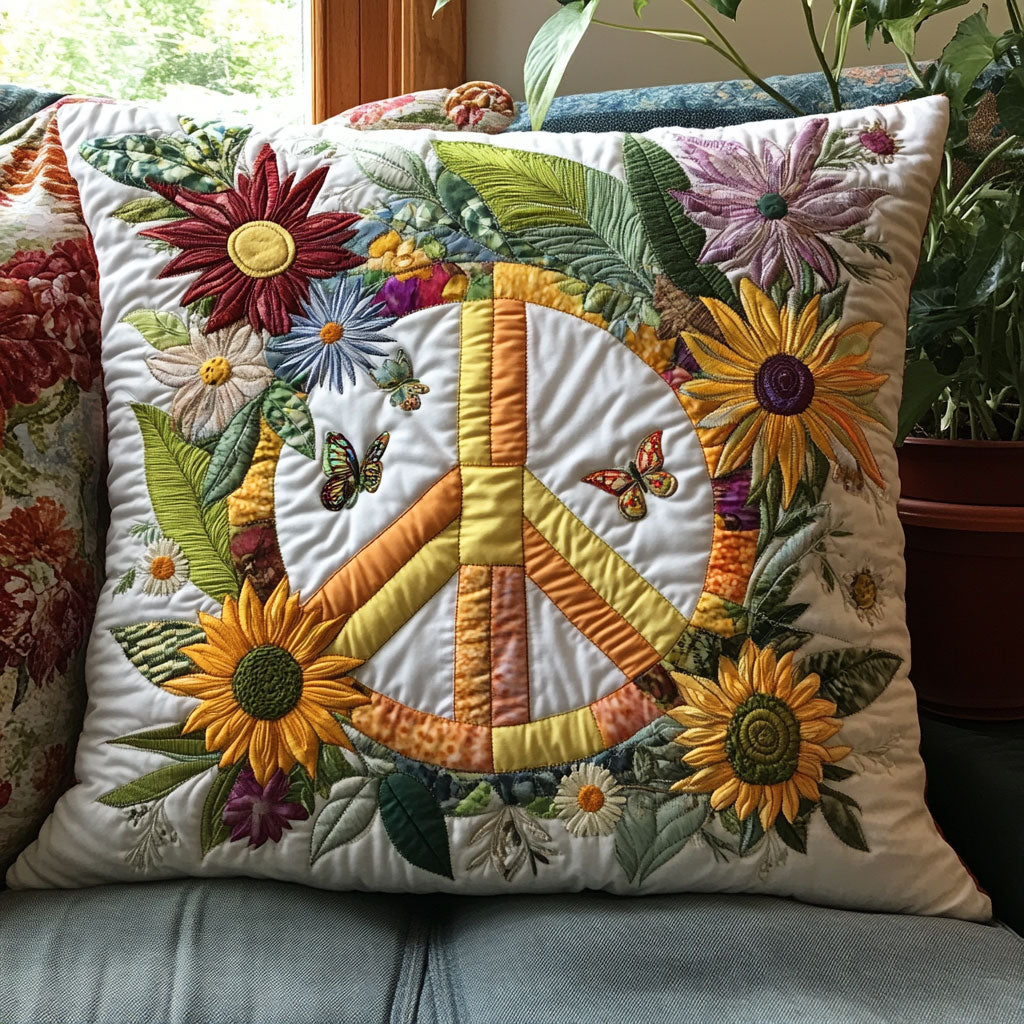 Floral Peace Sign CW2006019CL Quilt Pillow Case-tidenox