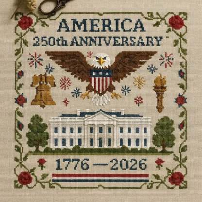 🔥LAST DAY 49% OFF - 🦅US 250th Anniversary Cross Stitch Kits ✨250th Anniversary of American Independence-tidenox