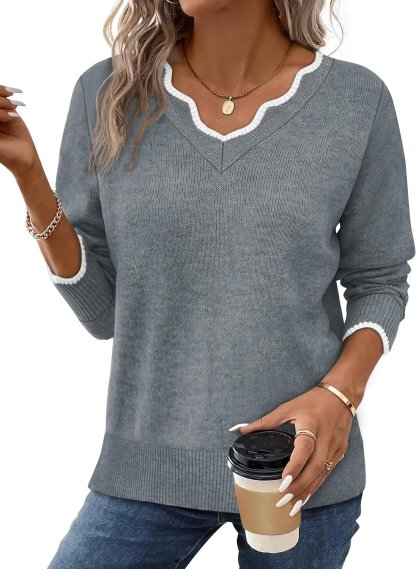 ✨Womens Cozy Lightweight V Neck Sweaters Pullover(BUY 2 FREE SHIPPING)-tidenox