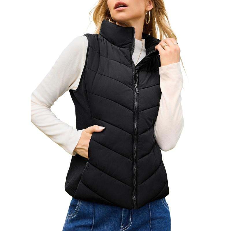 ✨️Cozy Without Bulk: Puffer Vest Women Sleeveless Zip Up Outerwear-tidenox