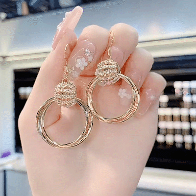 Rhinestone Layered Hoop Earrings-tidenox