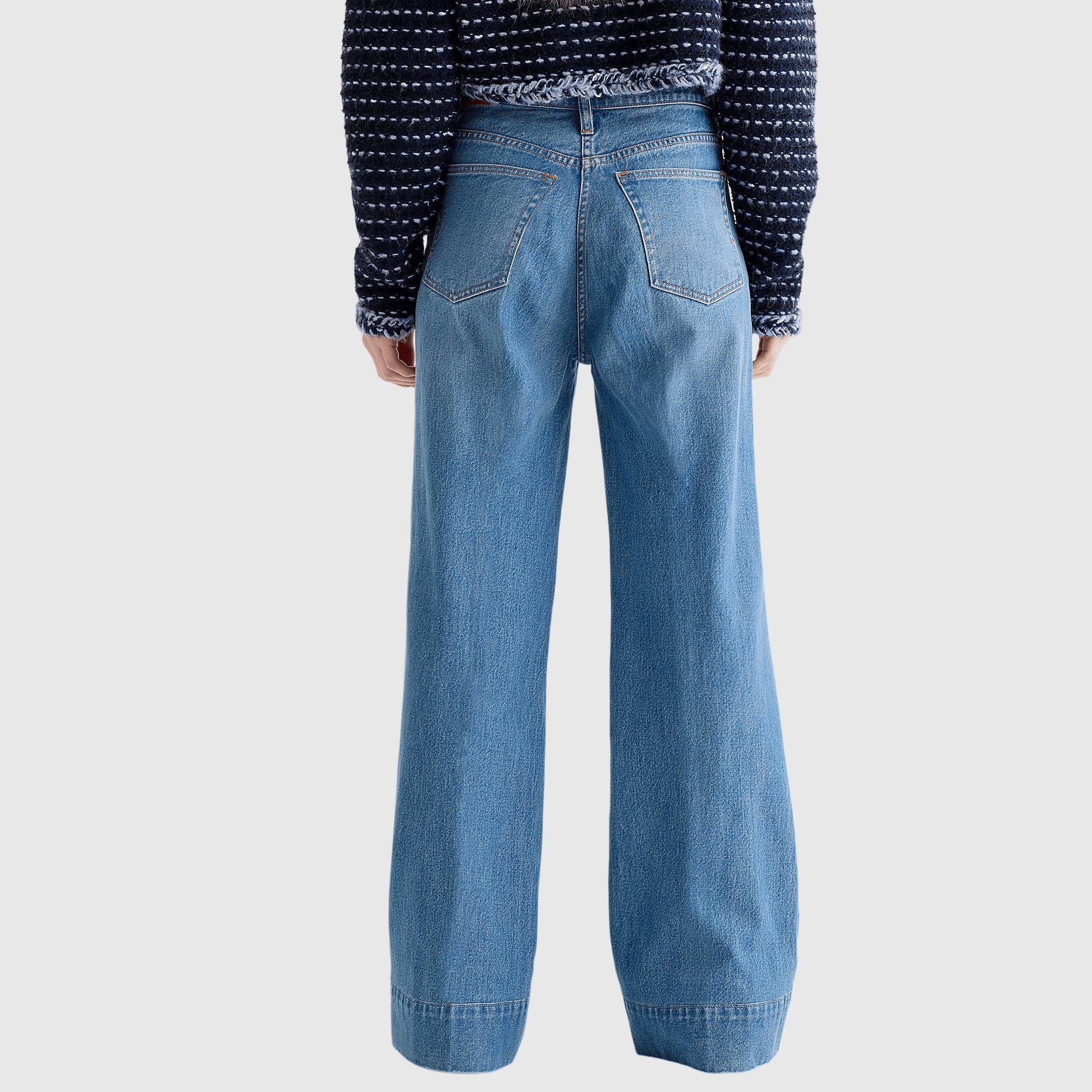 Tummy Control Tall Wide Leg Denim Trouser-tidenox