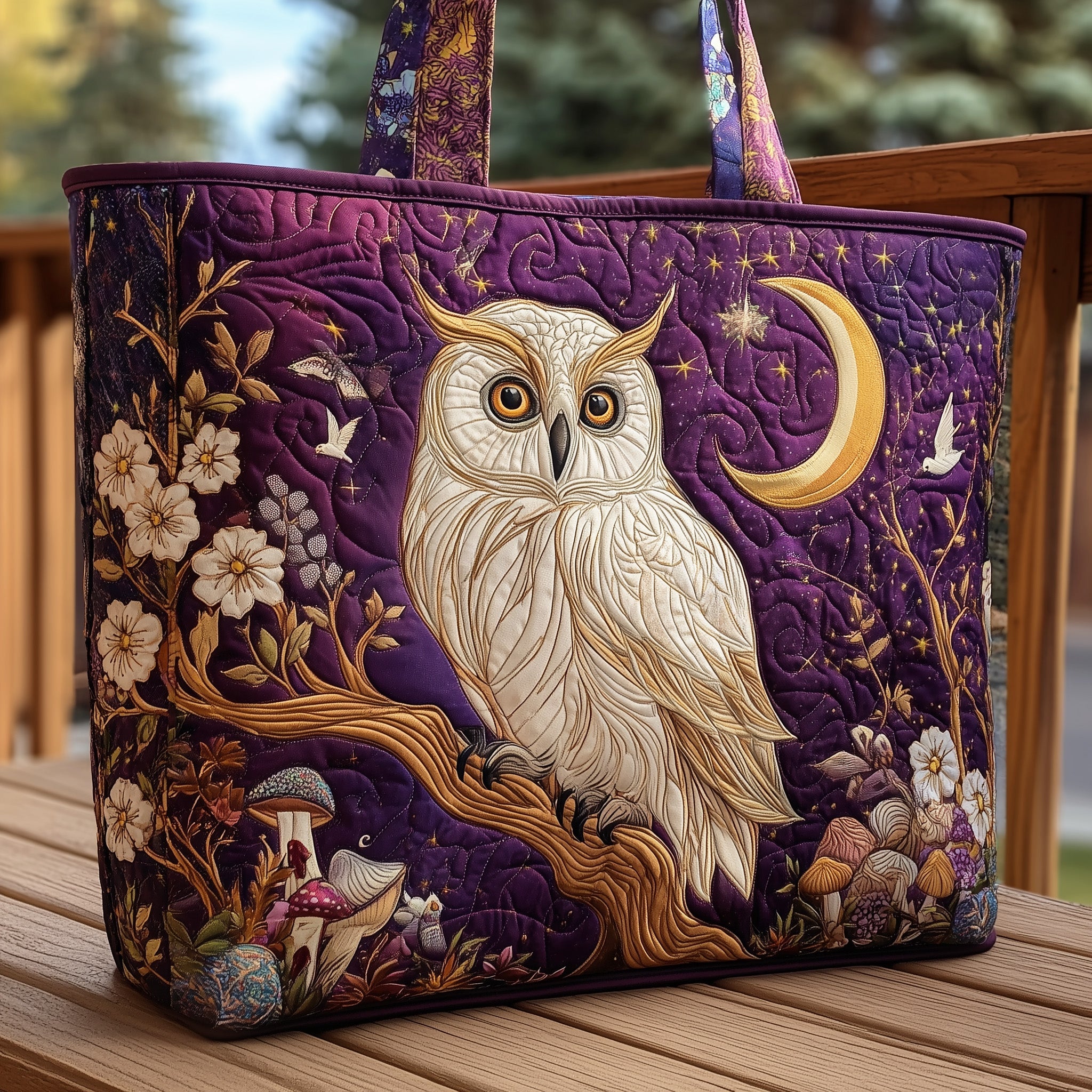 Owl Garden Quilted Tote Bag GFTOHD8422-tidenox