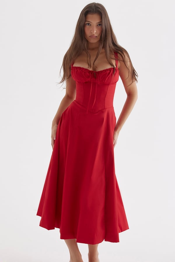 PRINT BUSTIER SUNDRESS-tidenox
