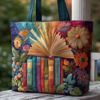 Floral Bookish Quilted Tote Bag GFTOMA3584-tidenox