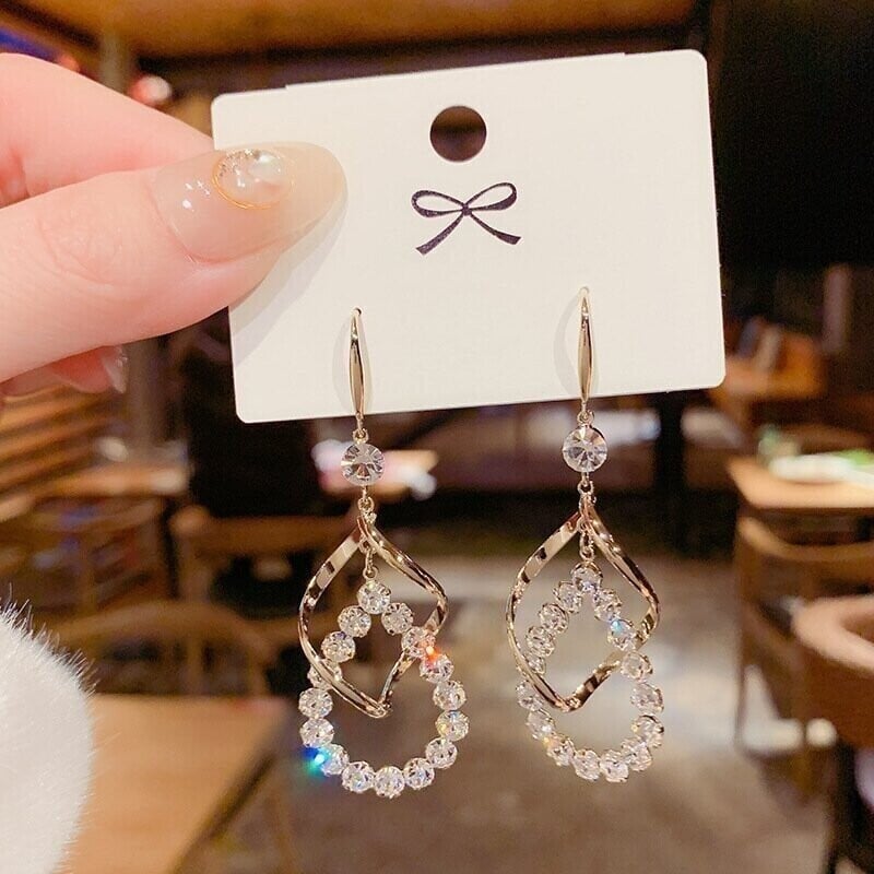 Water Drop Tassel Earrings-tidenox