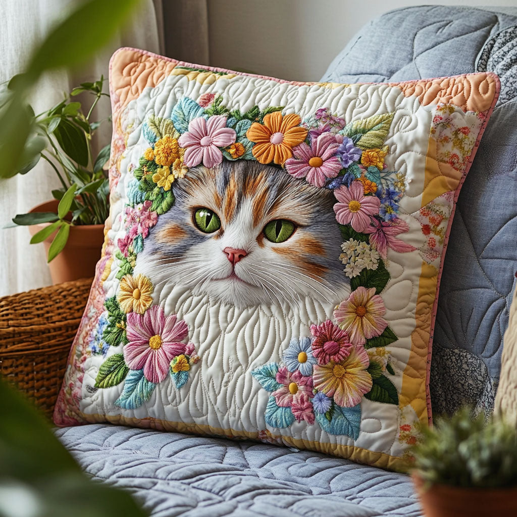 Floral Cat CW3004001CL Quilt Pillow Case-tidenox