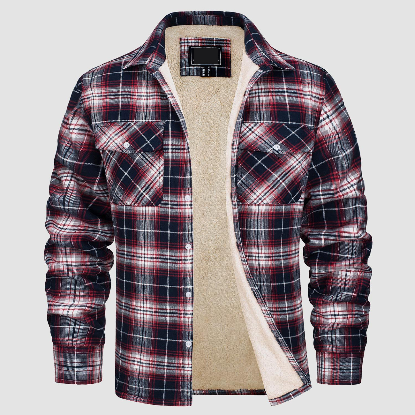 Men's Flannel Shirt Jacket - Fleece Lined Cotton Winter Coat-tidenox