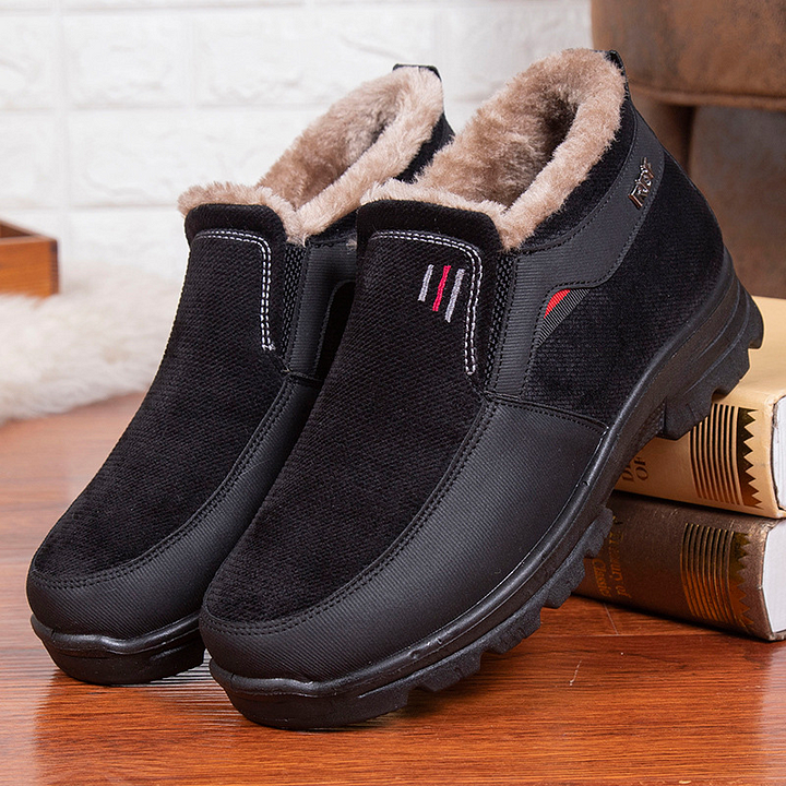 Men's Winter Fleece Waterproof Warm Non-Slip Orthopedic Shoes Snow Ankle Boots (Medical Certification)-tidenox