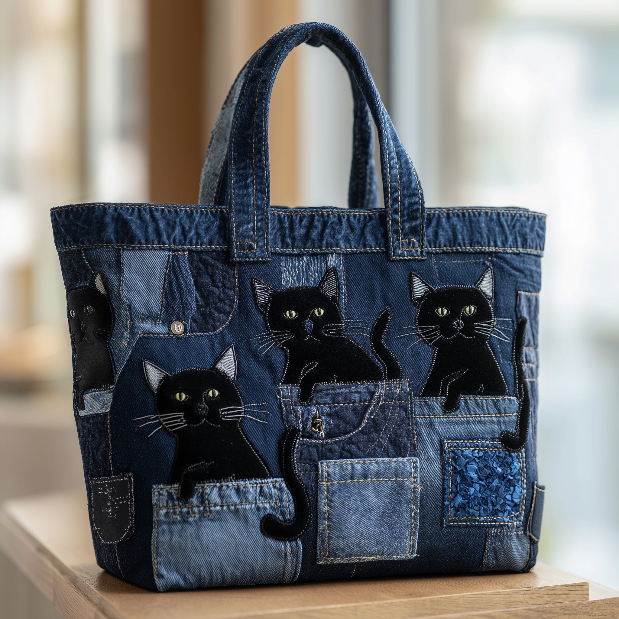 Whimsical Cat Quilted Tote Bag GFTOTP10205-tidenox