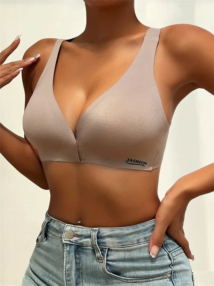 Deep V Minimizer Front Closure Push-up Wireless Bra-tidenox