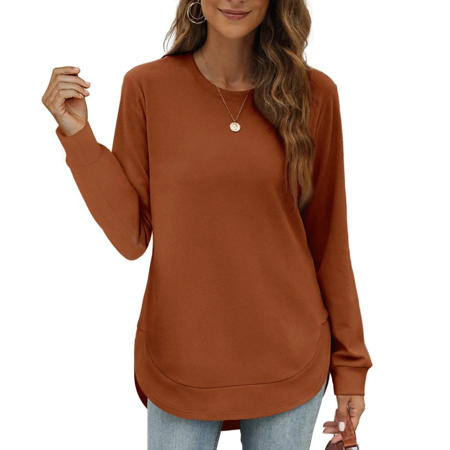 ⏰Hot Sale-Women's Sweatshirt Crewneck Curved Hem-tidenox
