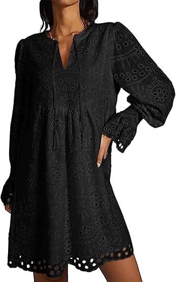 2025 New Arrival- Casual Eyelet Lace Dress for Women-tidenox