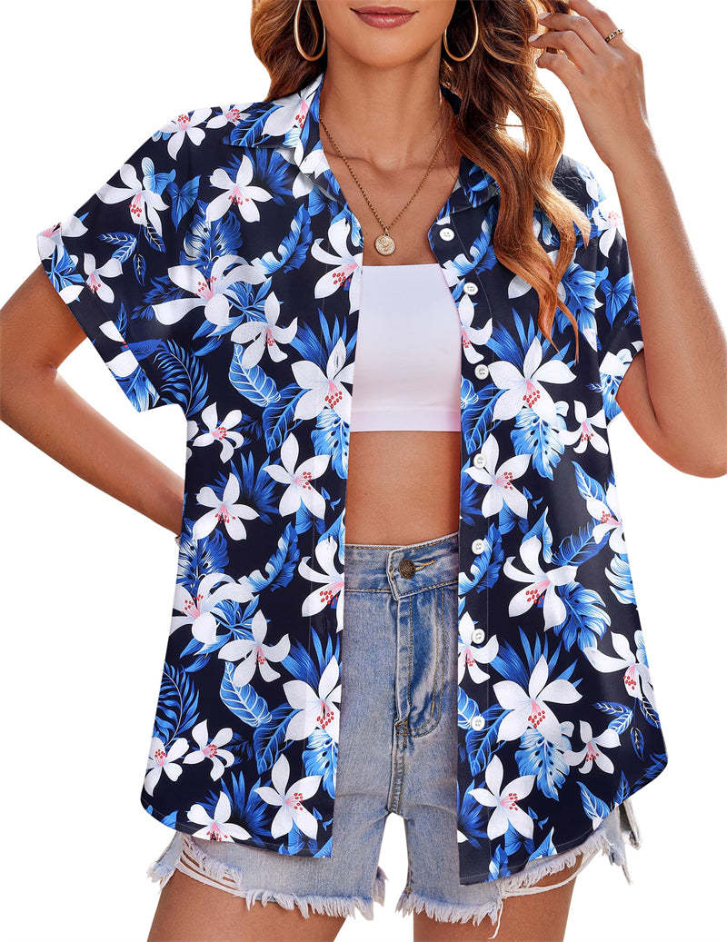 Zeagoo Casual Short Sleeve Floral Print Blouse-tidenox