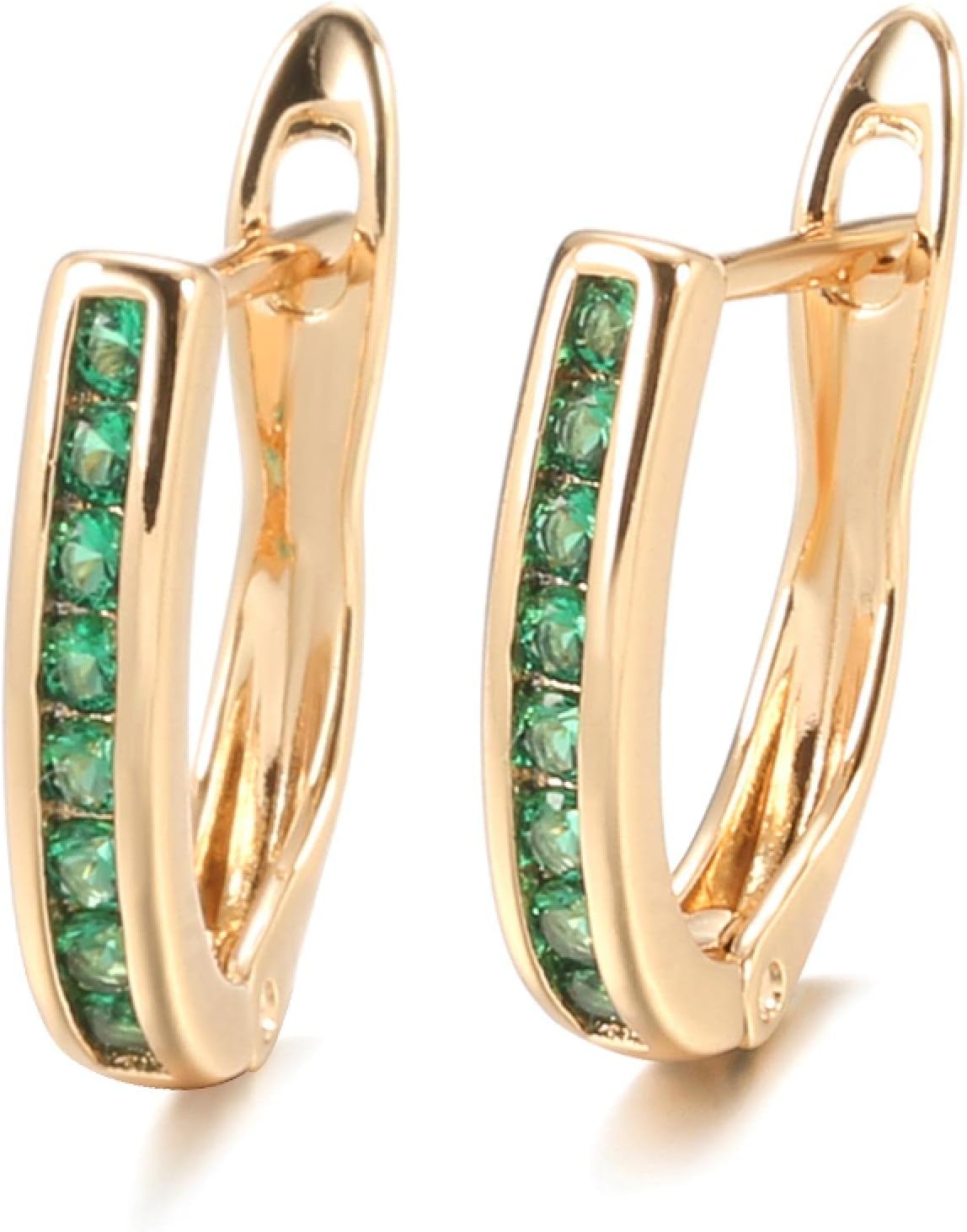 Gold Emerald and Diamond Earrings-tidenox