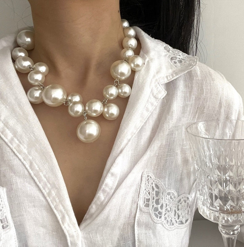 Statement Pearl Choker Necklace for Women | Bold Beaded Design-tidenox