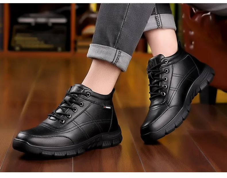 Ailongcity®Handcrafted Orthopedic Winter Leather Snow Boots for Men-tidenox