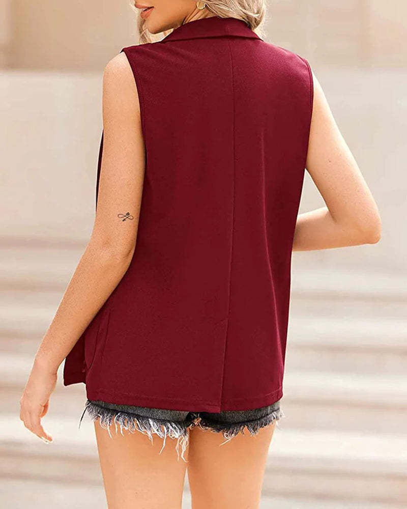 Zeagoo Women's Vest Jacket Casual Sleeveless Blazer Outerwear Cardigan with Pocket S-XXXL (Us Only)-tidenox