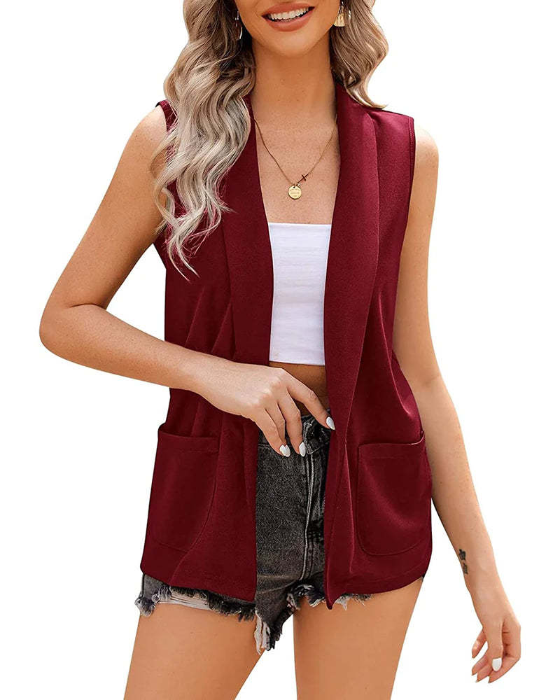 Zeagoo Women's Vest Jacket Casual Sleeveless Blazer Outerwear Cardigan with Pocket S-XXXL (Us Only)-tidenox