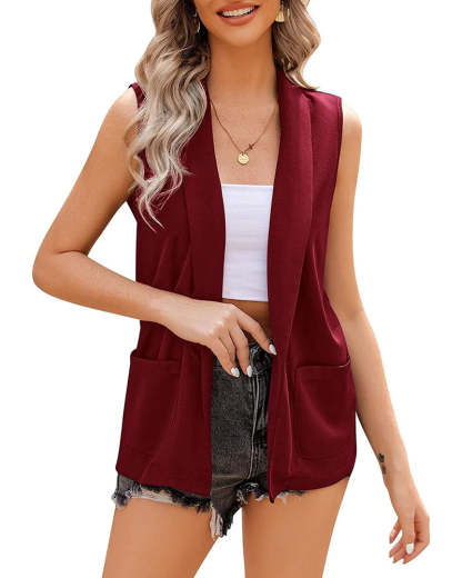 Zeagoo Women's Vest Jacket Casual Sleeveless Blazer Outerwear Cardigan with Pocket S-XXXL (Us Only)-tidenox