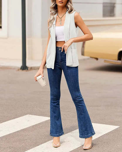 Zeagoo Women's Vest Jacket Casual Sleeveless Blazer Outerwear Cardigan with Pocket S-XXXL (Us Only)-tidenox