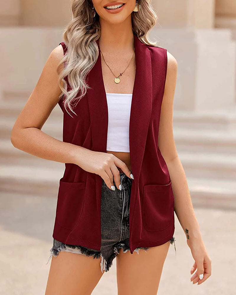 Zeagoo Women's Vest Jacket Casual Sleeveless Blazer Outerwear Cardigan with Pocket S-XXXL (Us Only)-tidenox