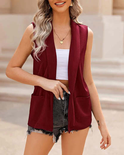 Zeagoo Women's Vest Jacket Casual Sleeveless Blazer Outerwear Cardigan with Pocket S-XXXL (Us Only)-tidenox