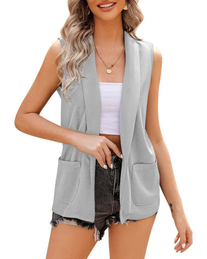 Zeagoo Women's Vest Jacket Casual Sleeveless Blazer Outerwear Cardigan with Pocket S-XXXL (Us Only)-tidenox