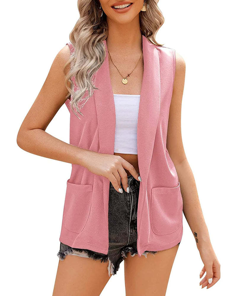 Zeagoo Women's Vest Jacket Casual Sleeveless Blazer Outerwear Cardigan with Pocket S-XXXL (Us Only)-tidenox