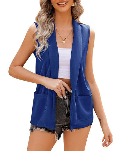 Zeagoo Women's Vest Jacket Casual Sleeveless Blazer Outerwear Cardigan with Pocket S-XXXL (Us Only)-tidenox