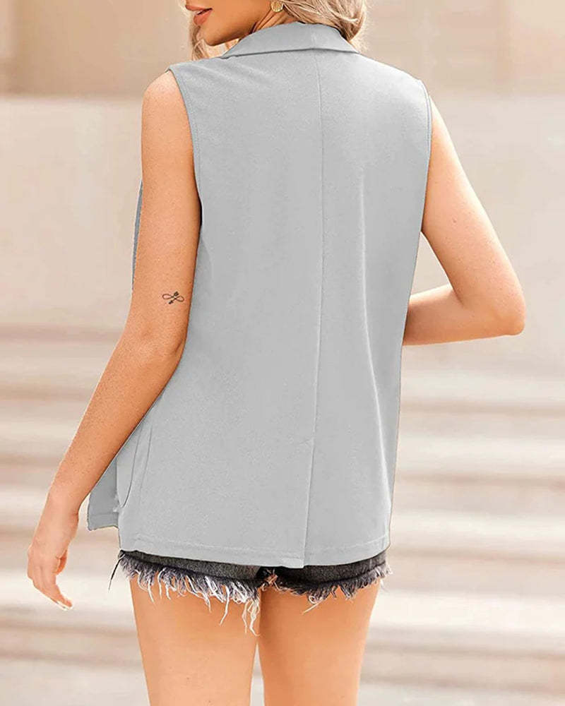 Zeagoo Women's Vest Jacket Casual Sleeveless Blazer Outerwear Cardigan with Pocket S-XXXL (Us Only)-tidenox