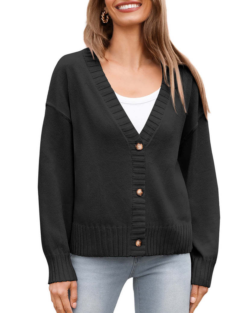 Zeagoo Women's Cropped Cardigan 2024 Fall Button Sweaters-tidenox