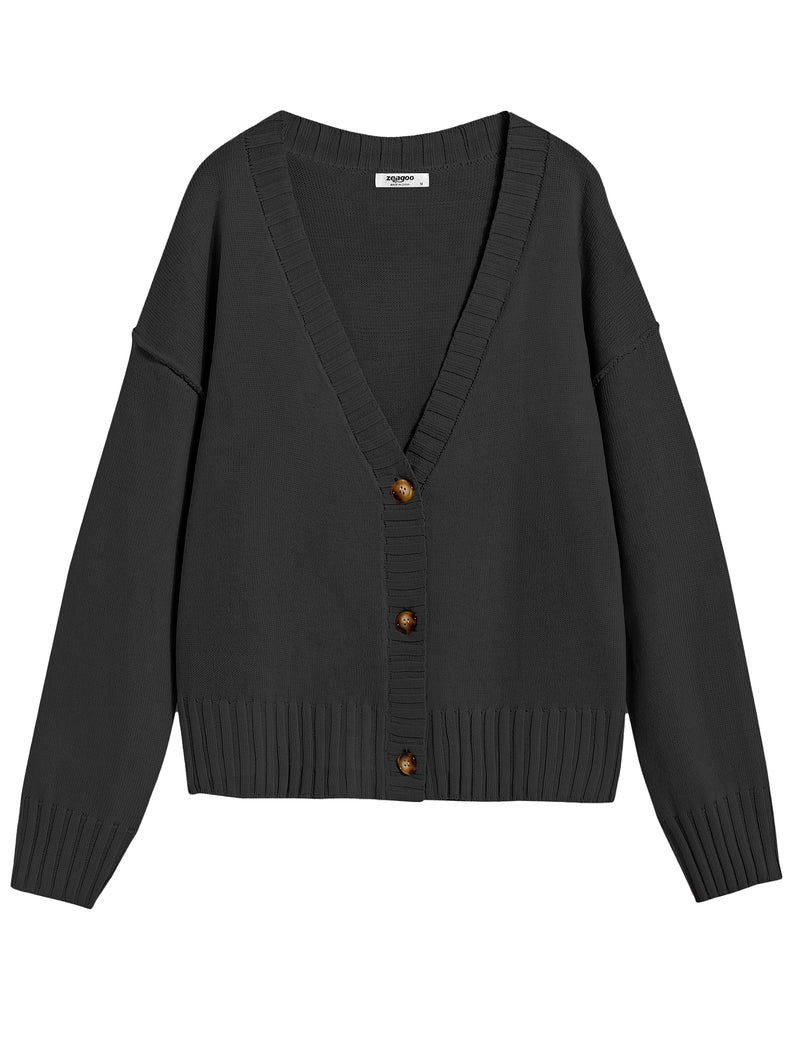 Zeagoo Women's Cropped Cardigan 2024 Fall Button Sweaters-tidenox