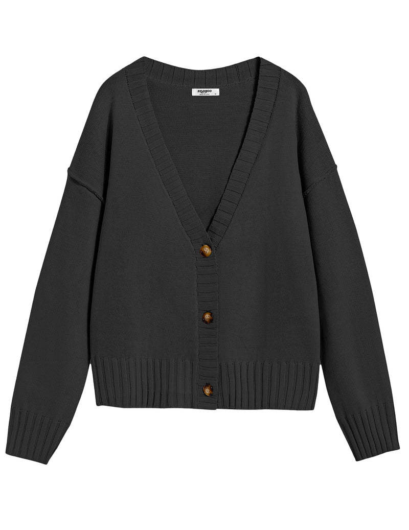 Zeagoo Women's Cropped Cardigan 2024 Fall Button Sweaters-tidenox