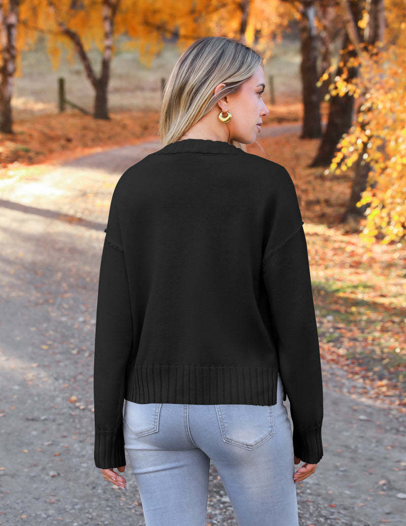 Zeagoo Women's Cropped Cardigan 2024 Fall Button Sweaters-tidenox