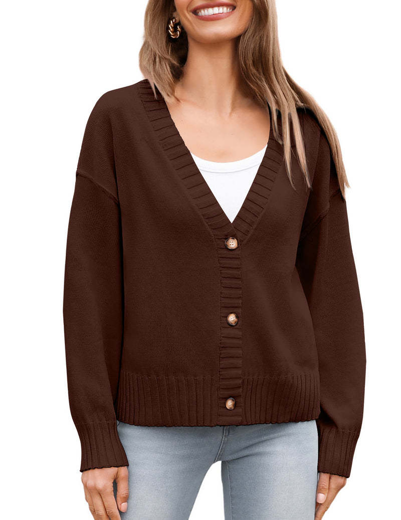 Zeagoo Women's Cropped Cardigan 2024 Fall Button Sweaters-tidenox