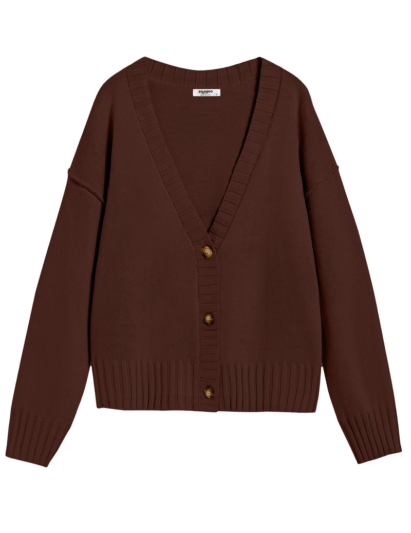 Zeagoo Women's Cropped Cardigan 2024 Fall Button Sweaters-tidenox