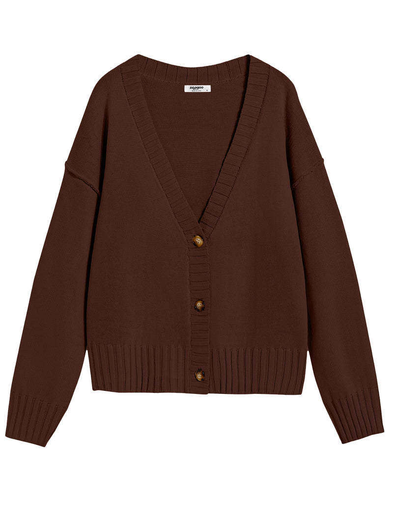 Zeagoo Women's Cropped Cardigan 2024 Fall Button Sweaters-tidenox