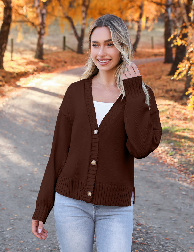 Zeagoo Women's Cropped Cardigan 2024 Fall Button Sweaters-tidenox